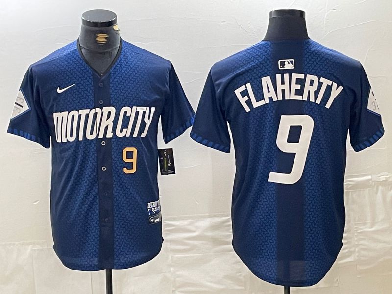 Men Detroit Tigers 9 Flaherty Blue City Edition Nike 2024 MLB Jersey style 4